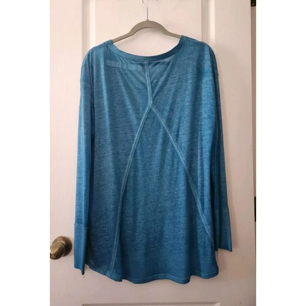 Maurices 24/7 Women's  V-Neck Lightweight Sweater Long Sleeve Cotton Blue size L